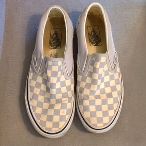 Vans Gray & White Checkered Good used condition Slip On Sneakers Size W8.5